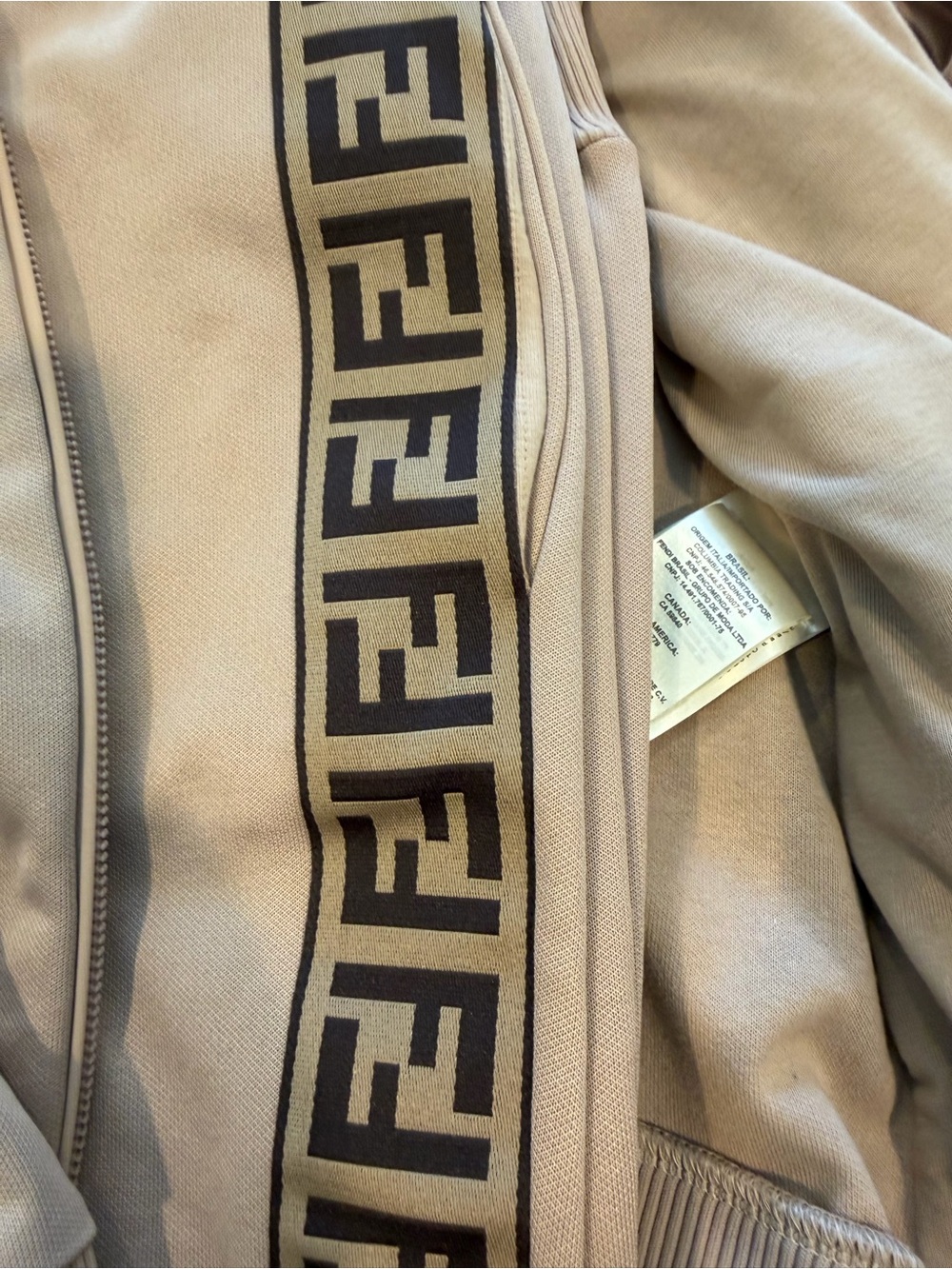 Fendi Women's Taupe Logo Bomber Jacket - Picture 3 of 4